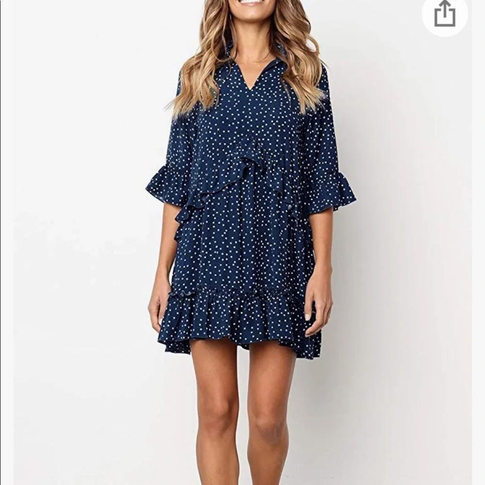 V Neck Ruffle Dress - Picture 2 of 5